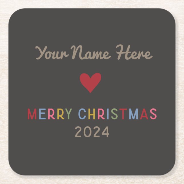 Porta-copo De Papel Quadrado Porta copos de Natal Personalizável 2024 (Frente)