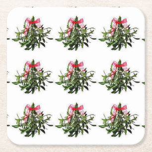 PORTA-COPO DE PAPEL QUADRADO PORTA COPOS DE NATAL VAI MISTLETOE ATÉ O CAMINHO 
