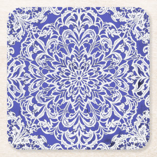 Porta-copo De Papel Quadrado Porta copos de papel azul e branco do ornamentado