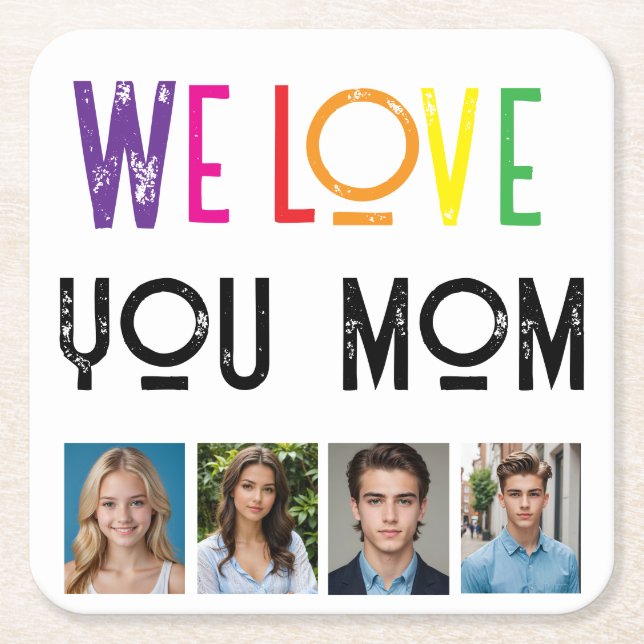 Porta-copo De Papel Quadrado porta copos de papel da amada mãe (Frente)