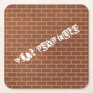Porta-copo De Papel Quadrado Porta copos de papel da parede de tijolos com text
