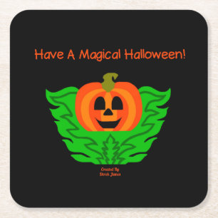 Porta-copo De Papel Quadrado Porta copos de papel de abóbora de Halloween
