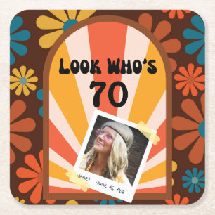 Porta-copo De Papel Quadrado Porta copos de papel de aniversário de fotos do na