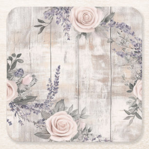 Porta-copo De Papel Quadrado Porta copos de Papel de Casamento de Rosa Rosa Ros