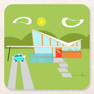 Porta-copo De Papel Quadrado Porta copos de papel dura da casa retro do Palm