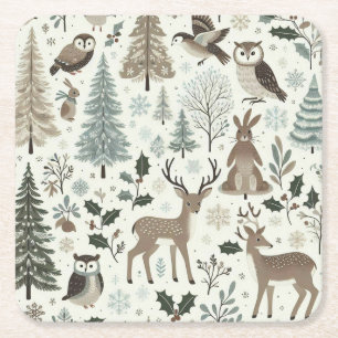 Porta-copo De Papel Quadrado Porta copos de Papel Feriado de Animais da Florest
