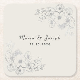 Porta-copo De Papel Quadrado Porta copos de Papel Floral Dusty Blue