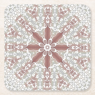 Porta-copo De Papel Quadrado Porta copos de Papel Floral Elegante White Lace