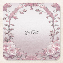 Porta-copo De Papel Quadrado Porta copos de Papel Floral Rosa Única