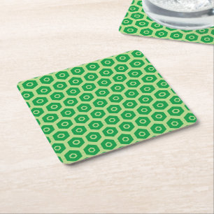 Porta-copo De Papel Quadrado Porta copos de Papel - Hexágonos Verde