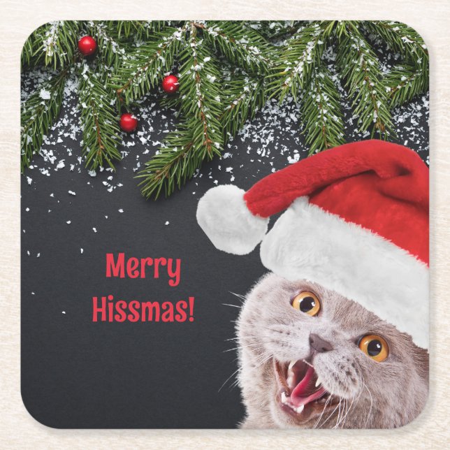 Porta-copo De Papel Quadrado Porta copos de papel, Hissmas Feliz (Frente)