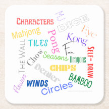 Porta copos de papel Mahjong Words