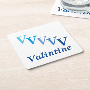 Porta-copo De Papel Quadrado Porta copos de papel - Nome e indicações (azul)