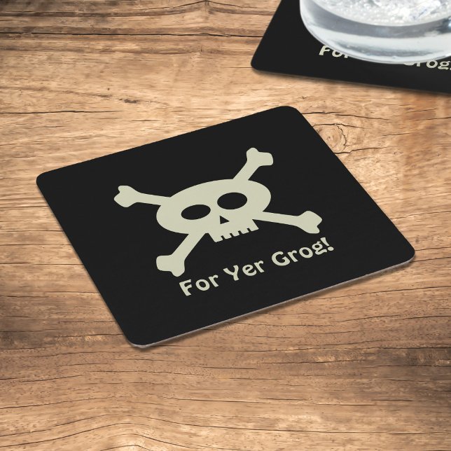 Porta-copo De Papel Quadrado Porta copos de papel Pirata e Crossbones (Cute pirate skull and crossbones paper coaster for yer grog!)