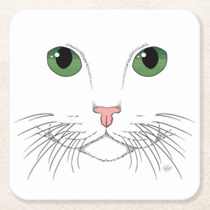 Porta-copo De Papel Quadrado Porta copos de Papel Quadrado de Gato Olhado Verde