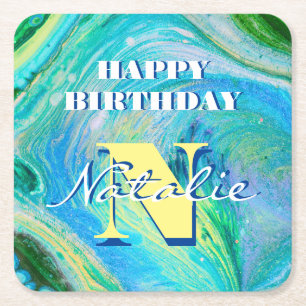 Porta-copo De Papel Quadrado Porta copos de Papel Quadrado do Fluxo Acrílico Az