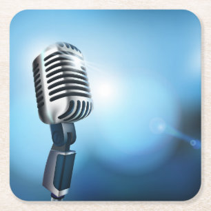 Porta-copo De Papel Quadrado Porta copos de Papel Quadrado do Microfone Vintage