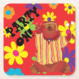 Porta-copo De Papel Quadrado Porta copos de Papel Quadrado do Urso do Groovy