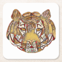 Porta-copo De Papel Quadrado Porta copos de Papel Quadrado em Face de Tiger
