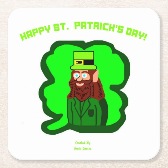 Porta-copo De Papel Quadrado Porta copos de Papel Quadrado Leprechaun (Frente)