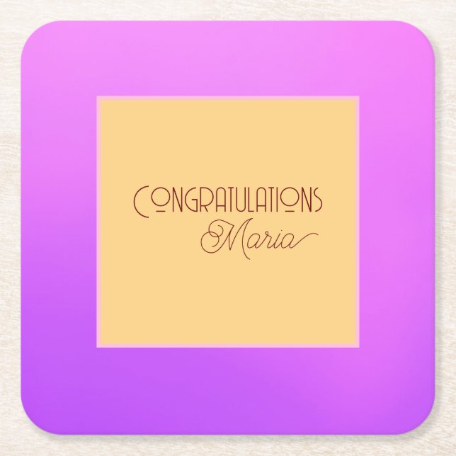 Porta-copo De Papel Quadrado Porta copos de papel violeta elegante (Frente)