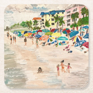 Porta-copo De Papel Quadrado porta copos de pintura "Fort Myer's Beach"