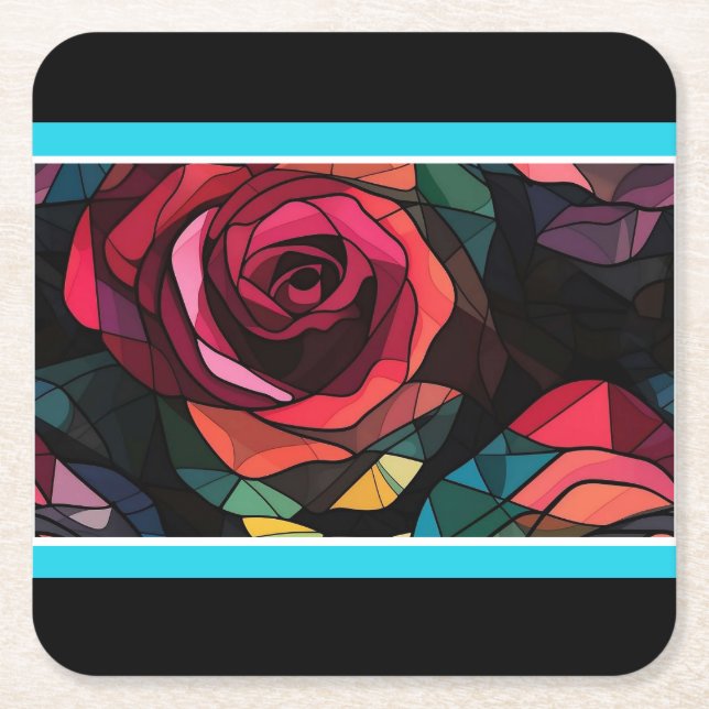 Porta-copo De Papel Quadrado Porta copos de Rosa de vidro moderno (Frente)