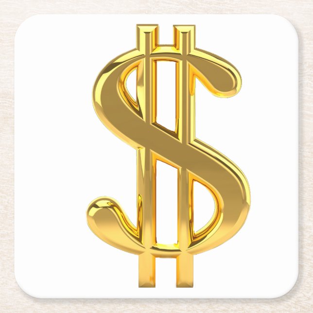 Porta-copo De Papel Quadrado Porta copos de Sinal de Dólar (Frente)
