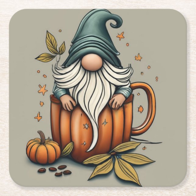 Porta-copo De Papel Quadrado porta copos do gnomo de queda (Frente)