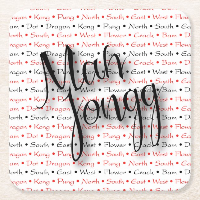 Porta-copo De Papel Quadrado Porta copos do Mah Jongg (Frente)