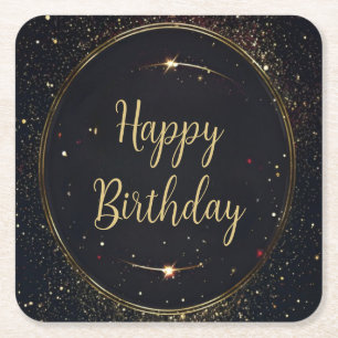 Porta-copo De Papel Quadrado Porta copos Dourada de Papel de Aniversário Preto 