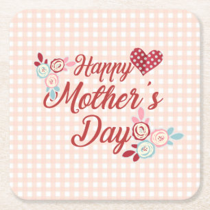 Porta-copo De Papel Quadrado Porta copos feliz adorável do dia das mães  