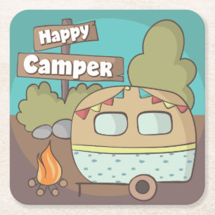 Porta-copo De Papel Quadrado Porta copos Feliz de Camper Trailer