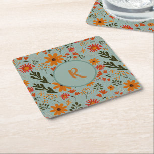 Porta-copo De Papel Quadrado Porta copos Floral Bonito Colorida Flores