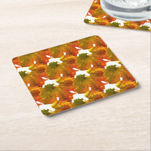 Porta-copo De Papel Quadrado Porta copos - Folhas de Uvas em Cores do Outono