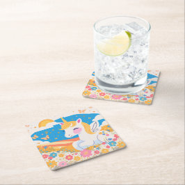 Porta-copo De Papel Quadrado Porta copos mágica de papel Unicorn