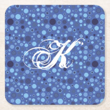 Porta copos Monograma de Pontos Azuis de Bolha
