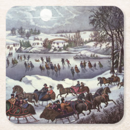 Porta-copo De Papel Quadrado Porta copos: Nova Iorque: Central Park: 1920