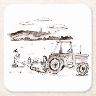 Porta-copo De Papel Quadrado Porta copos - piquenique da fazenda