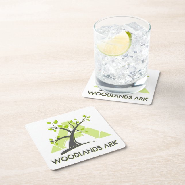 Porta-copo De Papel Quadrado Porta copos quadrada de WoodlandsARK com LOGO (Insitu)