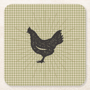 Porta-copo De Papel Quadrado Porta copos Rustic Chicken Silhouette
