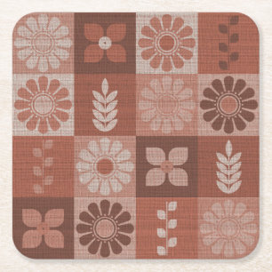 Porta-copo De Papel Quadrado Porta copos Rústica de Papel Padrão Laranja Castan