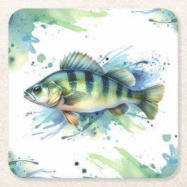 Porta-copo De Papel Quadrado Porta copos - Série Watercolor: Perch