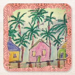 Porta-copo De Papel Quadrado Porta copos - Traço Tropical de Cabina - 2