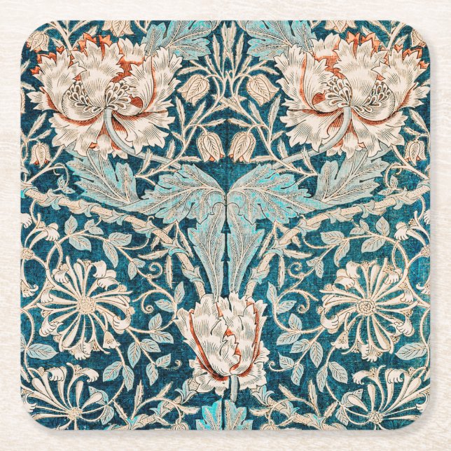 Porta-copo De Papel Quadrado Porta copos: WILLIAM MORRIS : HONEYSUCKLE (Frente)