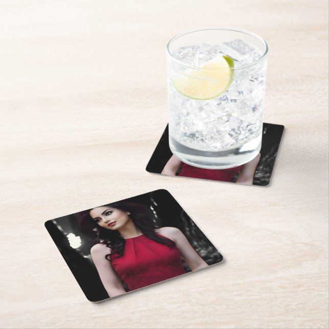 Porta-copo De Papel Quadrado Porta coposVermelhoBrancoPreto (Insitu)