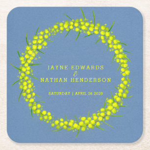 Porta-copo De Papel Quadrado Portas copos amarelas da arte da aguarela da flor