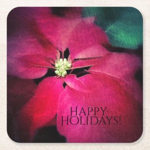Porta-copo De Papel Quadrado Portas copos da poinsétia do feriado