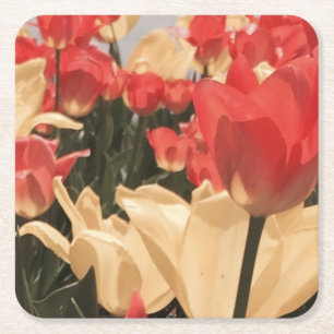 Porta-copo De Papel Quadrado Portas copos das tulipas da aguarela
