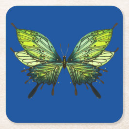 Porta-copo De Papel Quadrado Portas copos de borboletas de papel em azul e verd